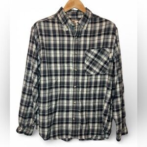 Woolrich Men's Dark Plaid Button‎ Down Flannel Shirt Long Sleeve Cotton
